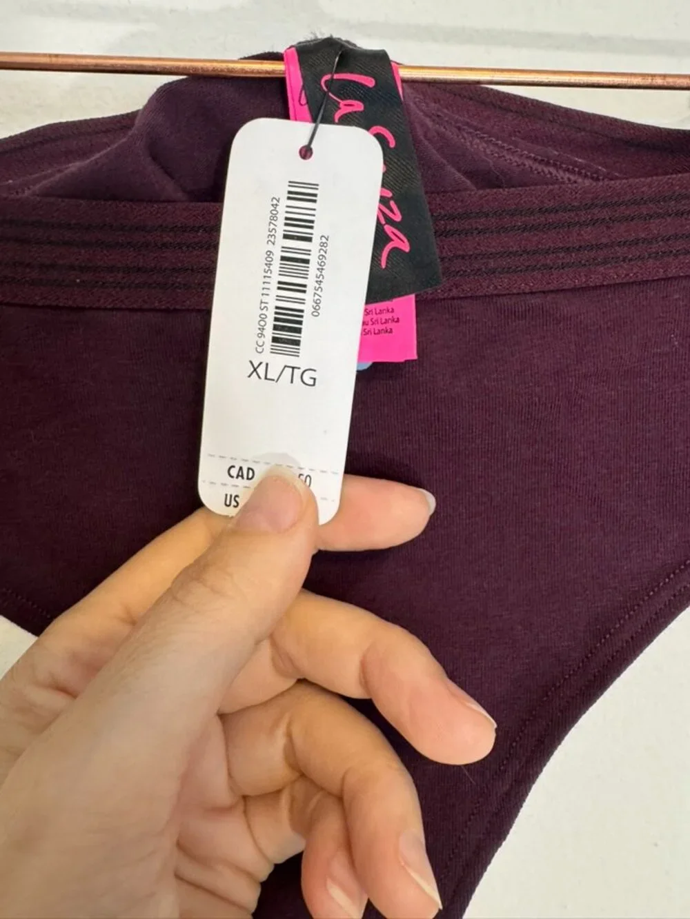 La Senza Tanga Thong XL NWT Eggplant